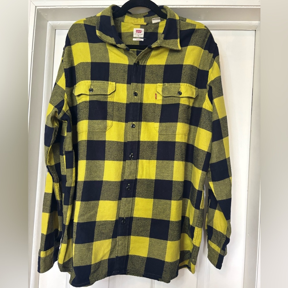 Levi's Yellow and Black Plaid Shirt